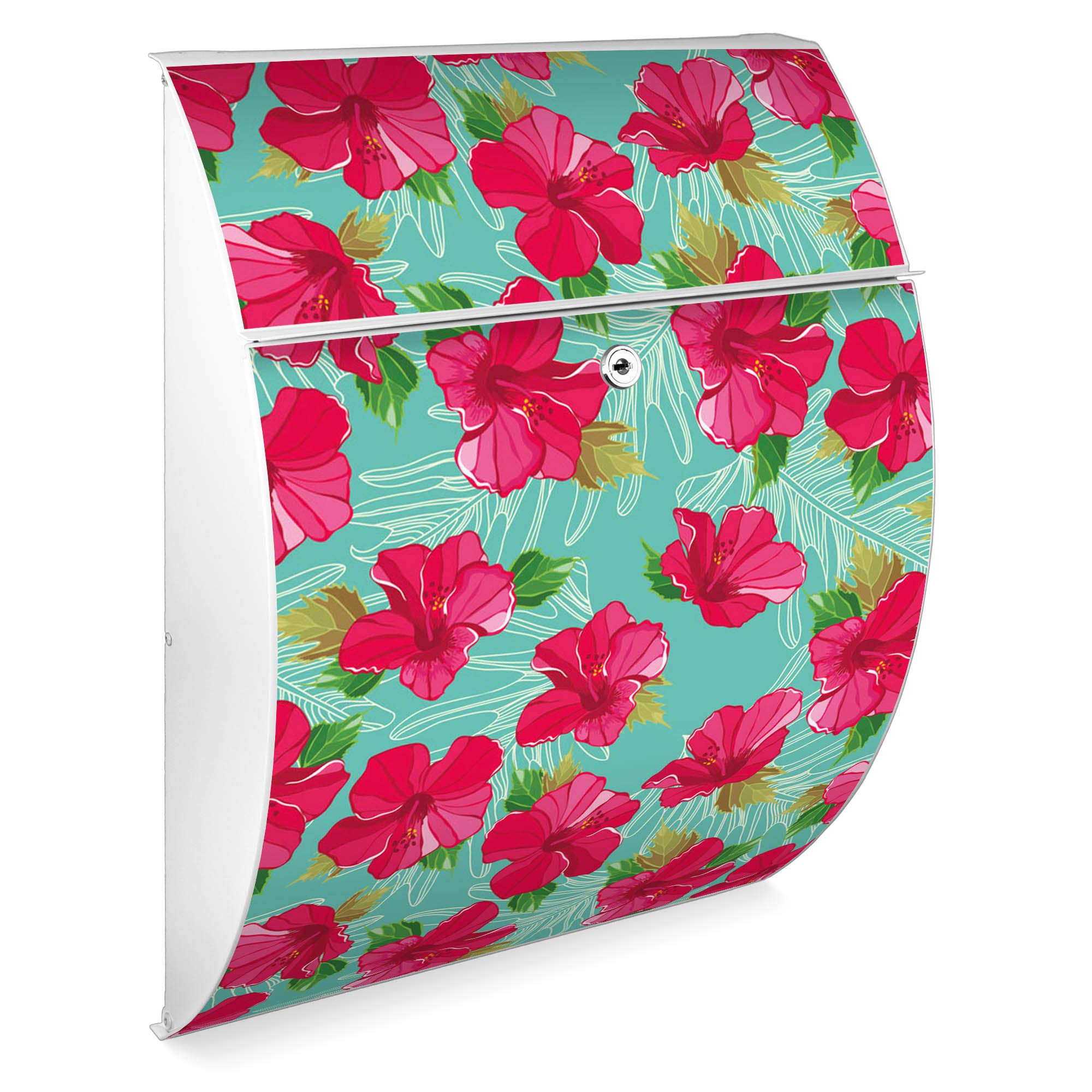 Banjado Riviera Briefkasten Anthrazit Hibiskus A4 Einwurf