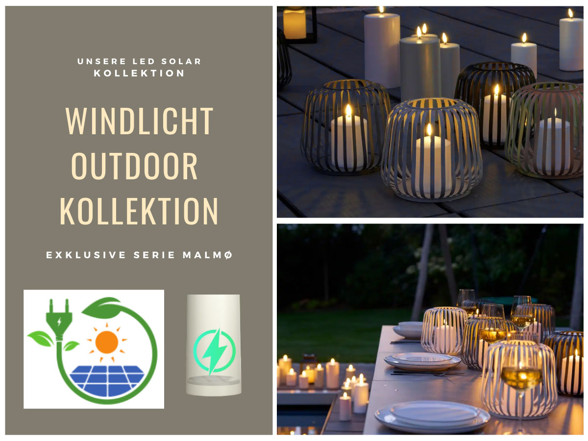 LS-LebenStil Möbel & Wohnen Malmø Windlicht Grün 20cm Timer