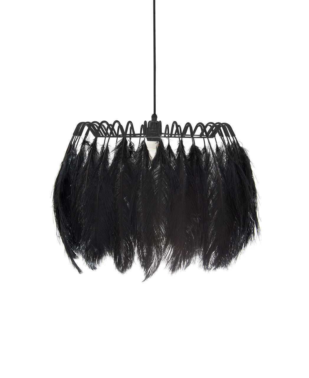 Mineheart Feather Pendelleuchte schwarz Straußenfedern