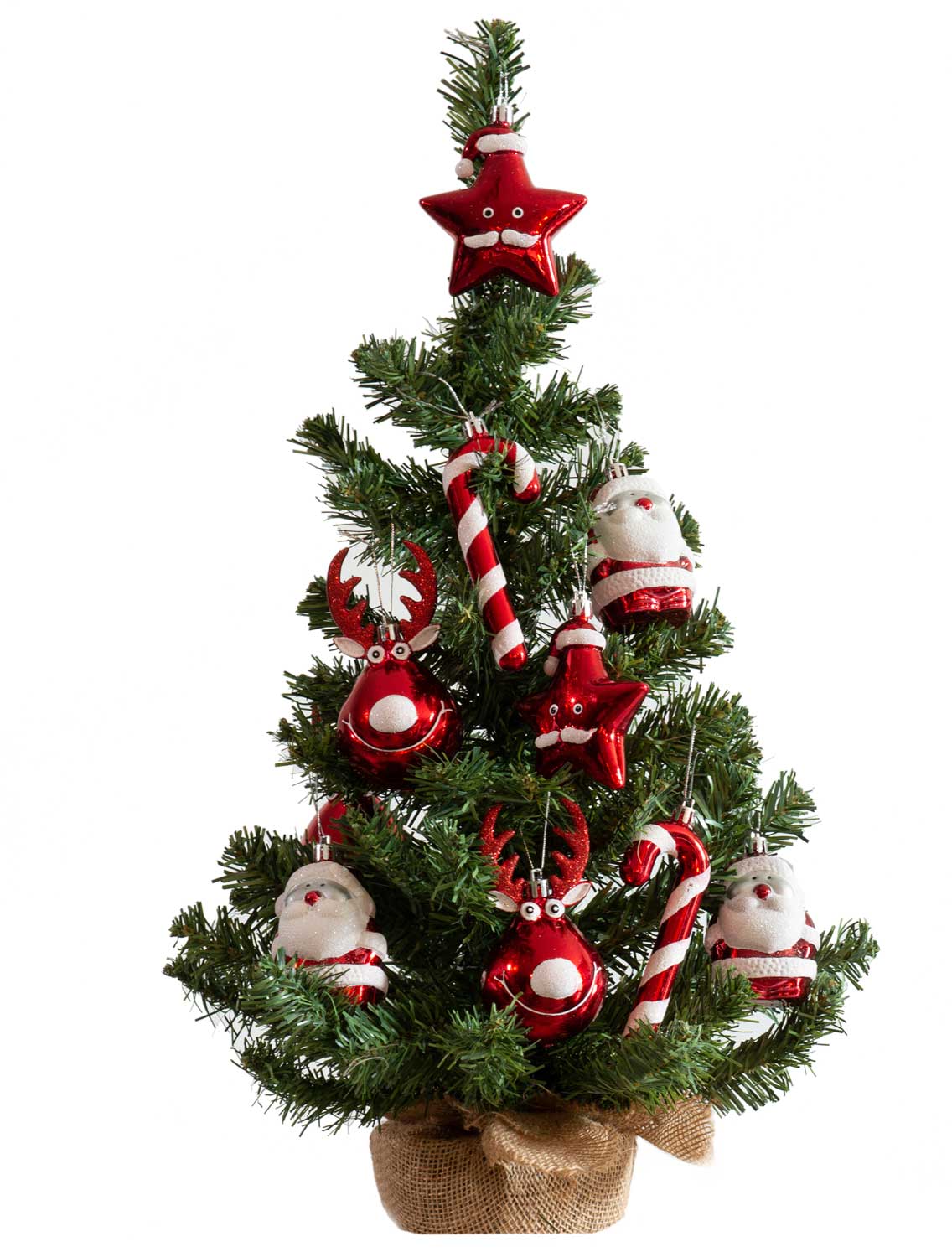 LS-LebenStil Deko Weihnachtsbaum 60 cm grün-rot geschmückt
