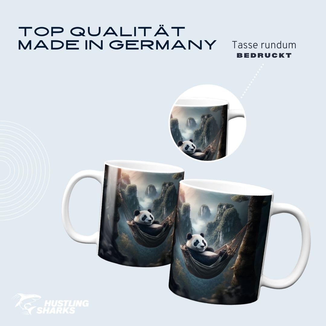 Hustling Sharks Gelassener Panda Tasse 330ml weiß