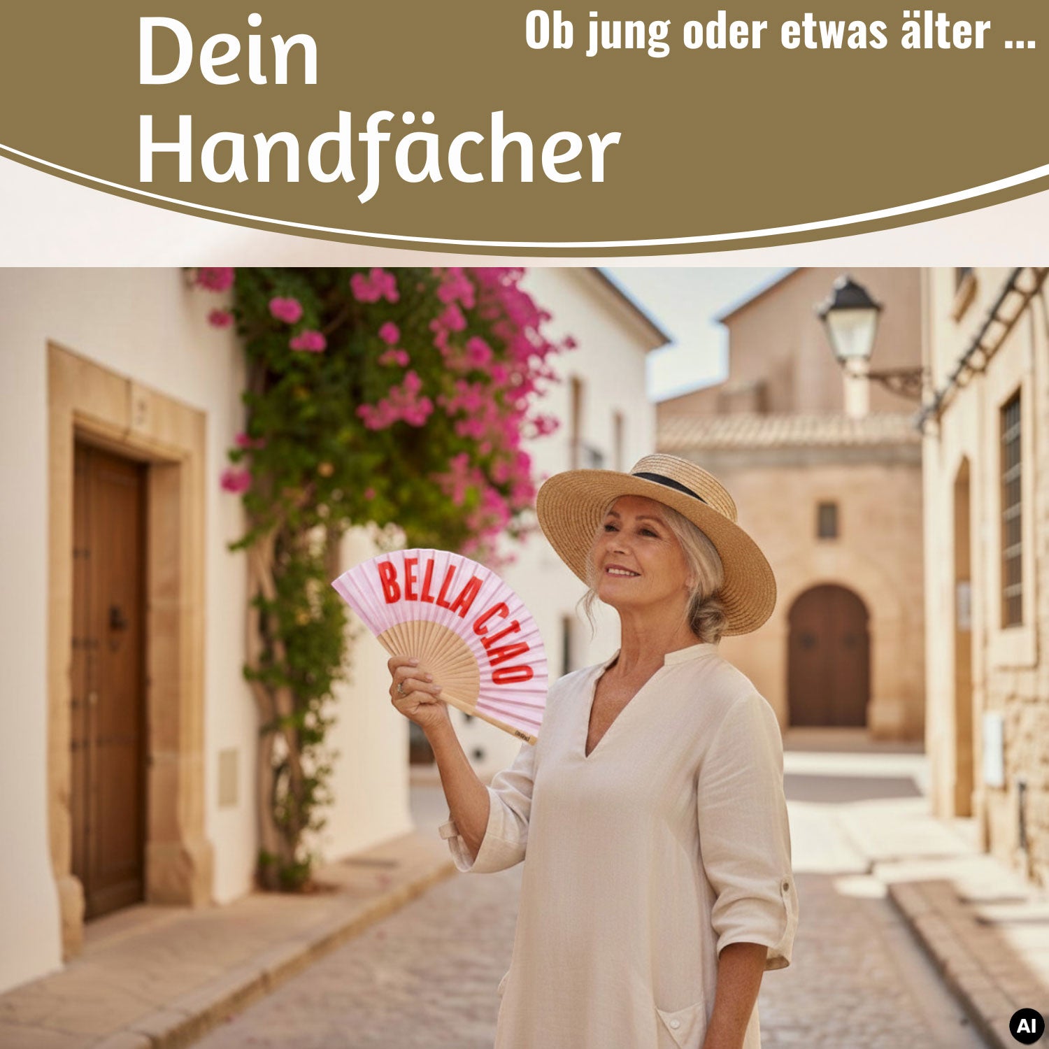 LS-LebenStil Shopper & Taschen Bella Ciao Handfächer Rosa Rot Holz