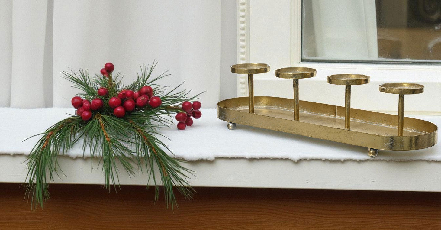 LS-LebenStil Kerzenschale Eisen 48cm gold antik