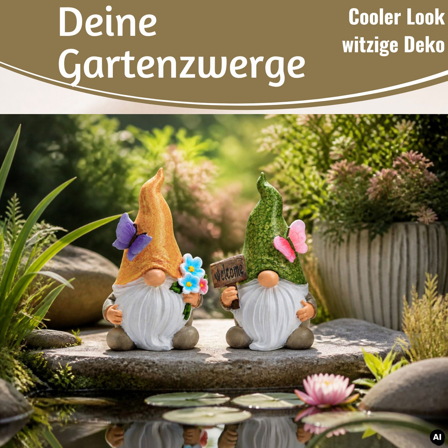 LS-LebenStil Welcome Wichtel 2er-Set 15 cm Polyresin Sommer