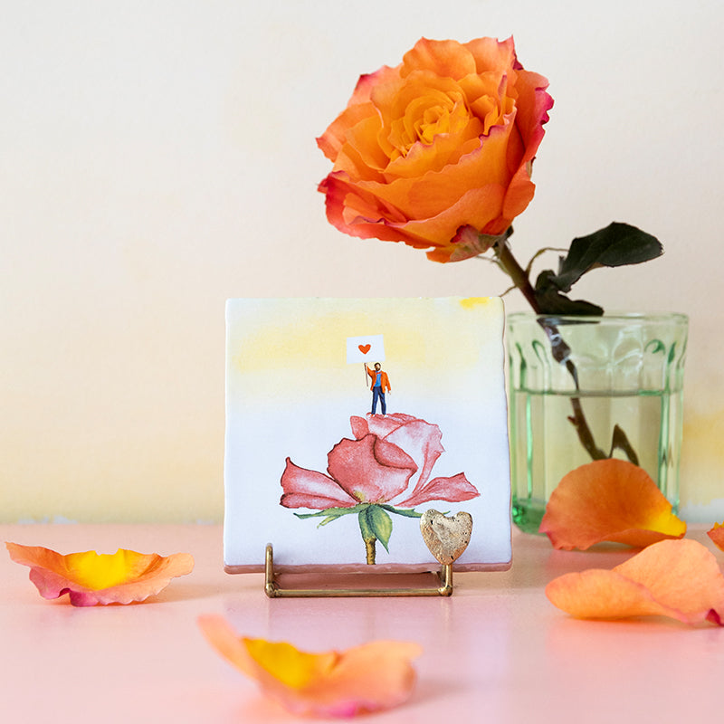 StoryTiles Delft Blue Lots of Love Fliese S 10x10 cm Spruch