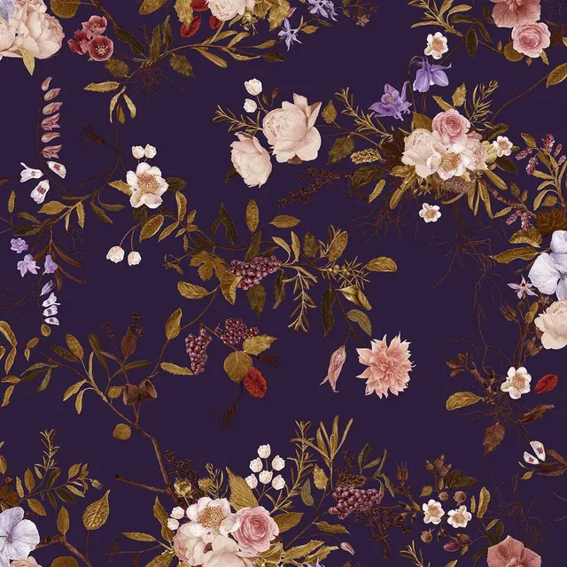 Mineheart Wildflower Tapete Lila Rosa A3 Muster Botanical