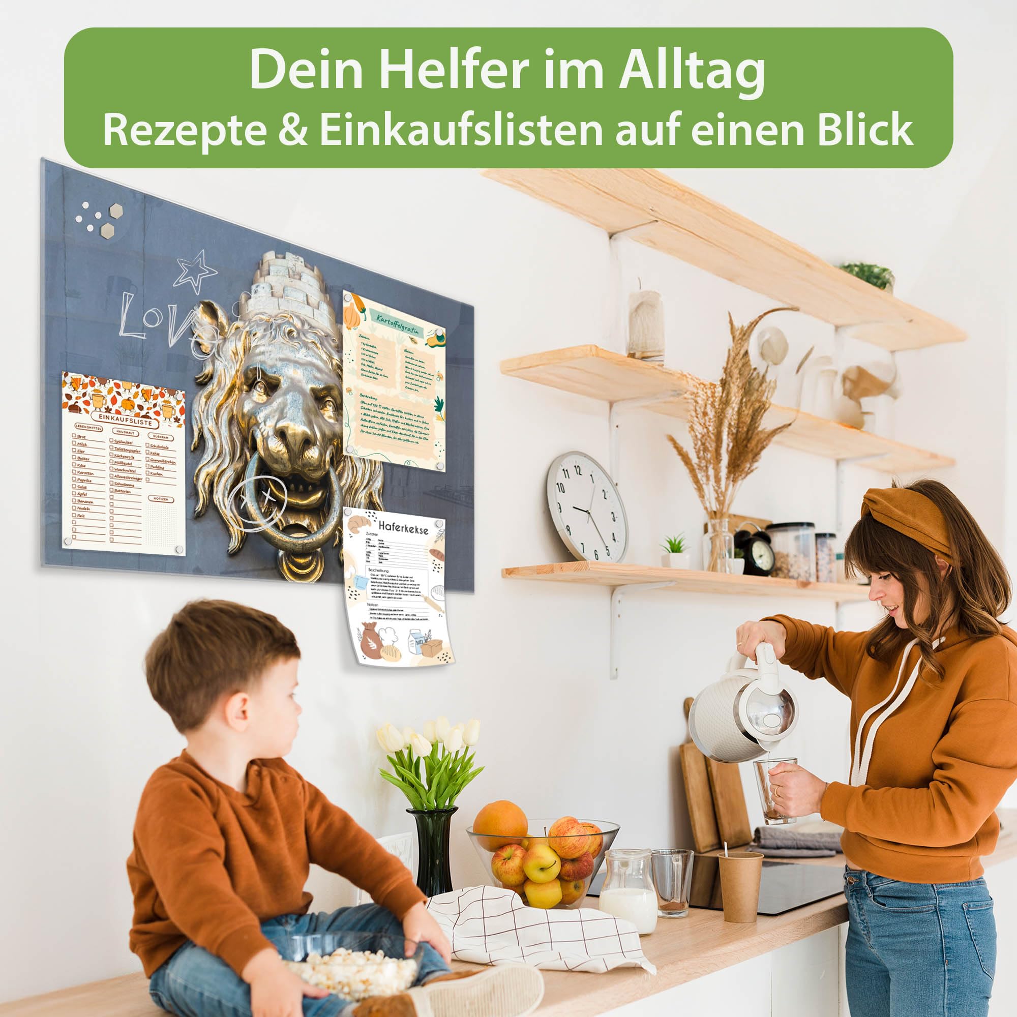 Banjado Magnettafel Türklopfer Löwe Magnetboard 120x80 cm