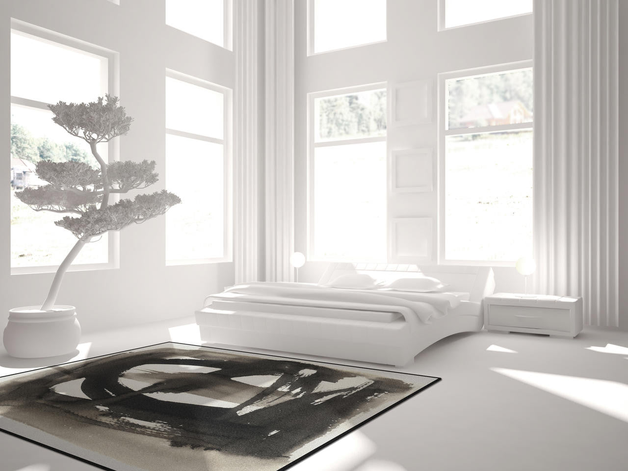 Mineheart Rugs Ink Flow 2 Teppich Grau 200x200 cm Kurzflor