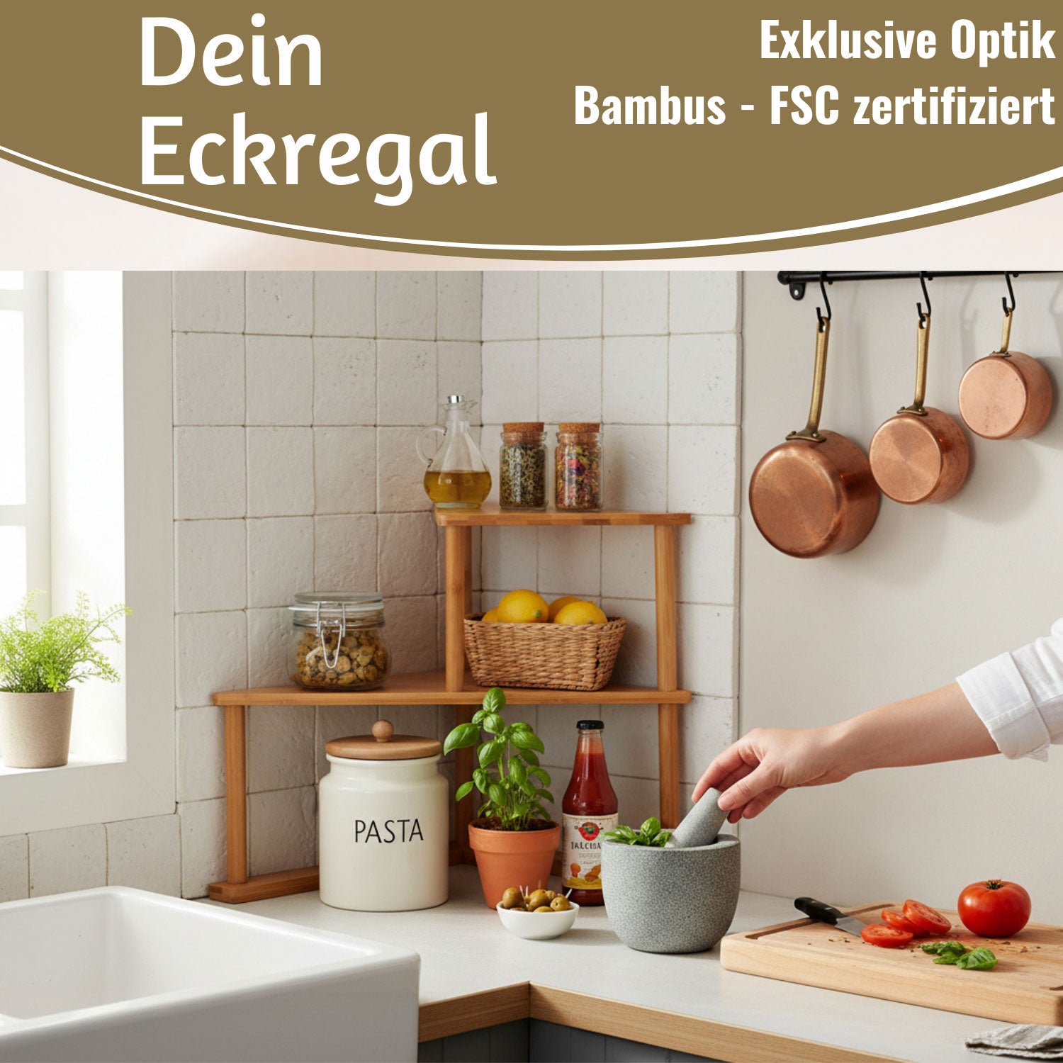 LS-LebenStil Küche & Haushalt Eckregal Holz 39x52cm Gewürzregal
