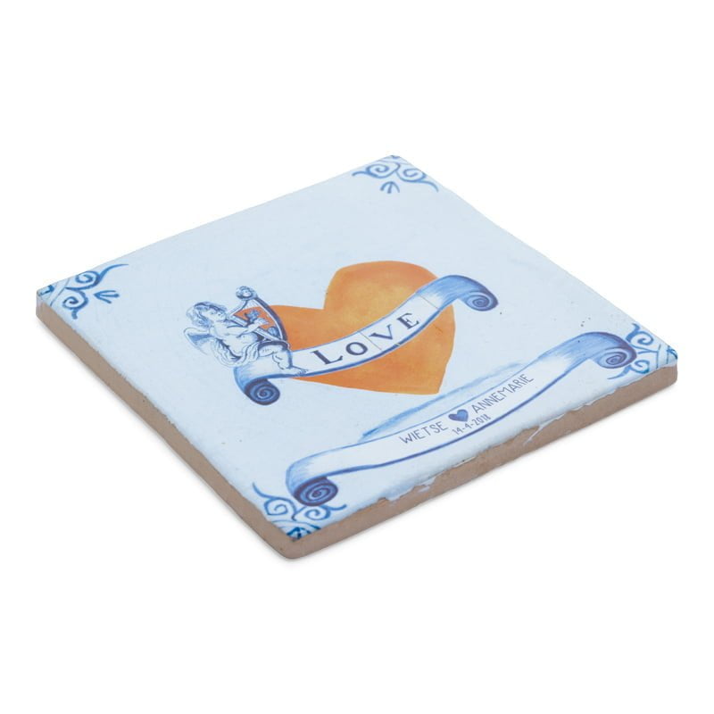 StoryTiles Delft Blue Met heel mijn hart Fliese 10x10 cm Herz