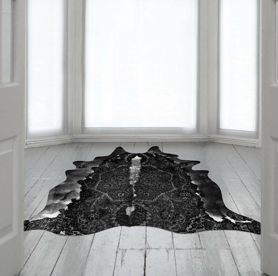 Mineheart Black Persian Faux Kuhfell Teppich
