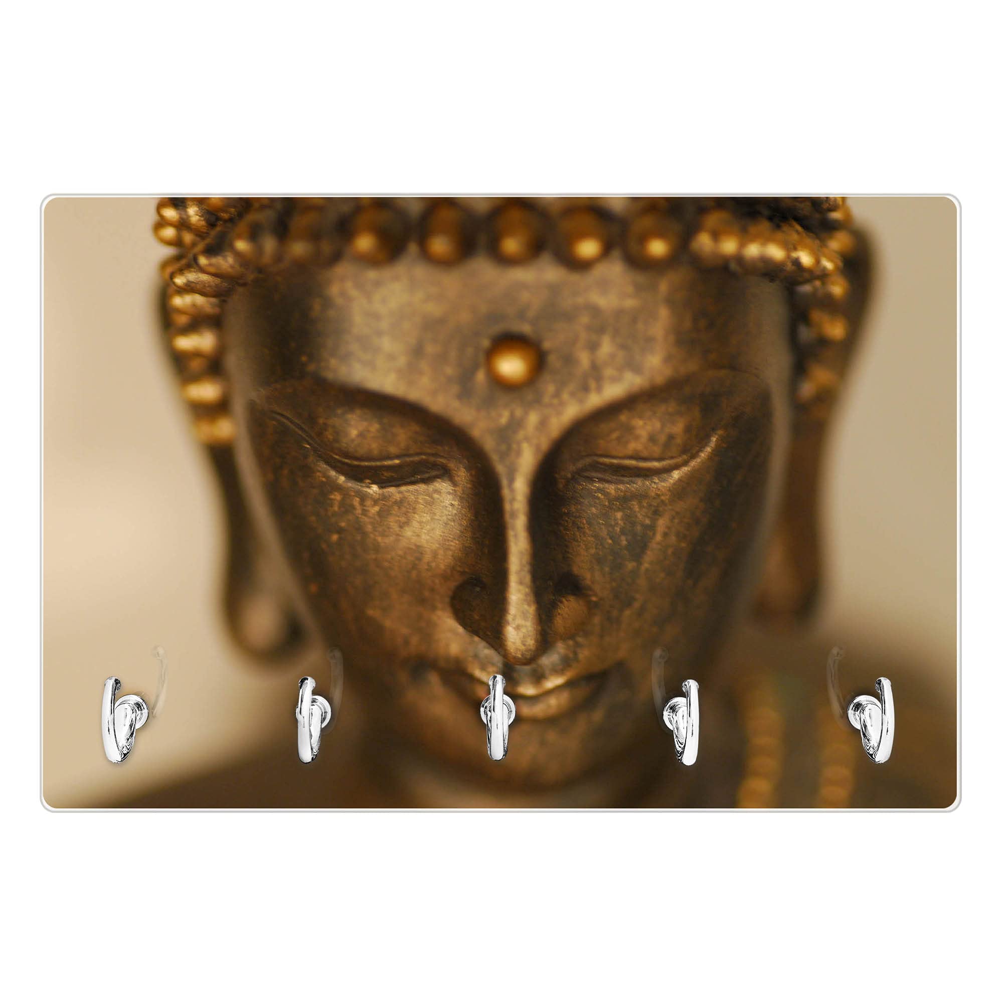 Banjado Schlüsselkasten Buddha Gold Schlüsselboard Glas 30x20cm