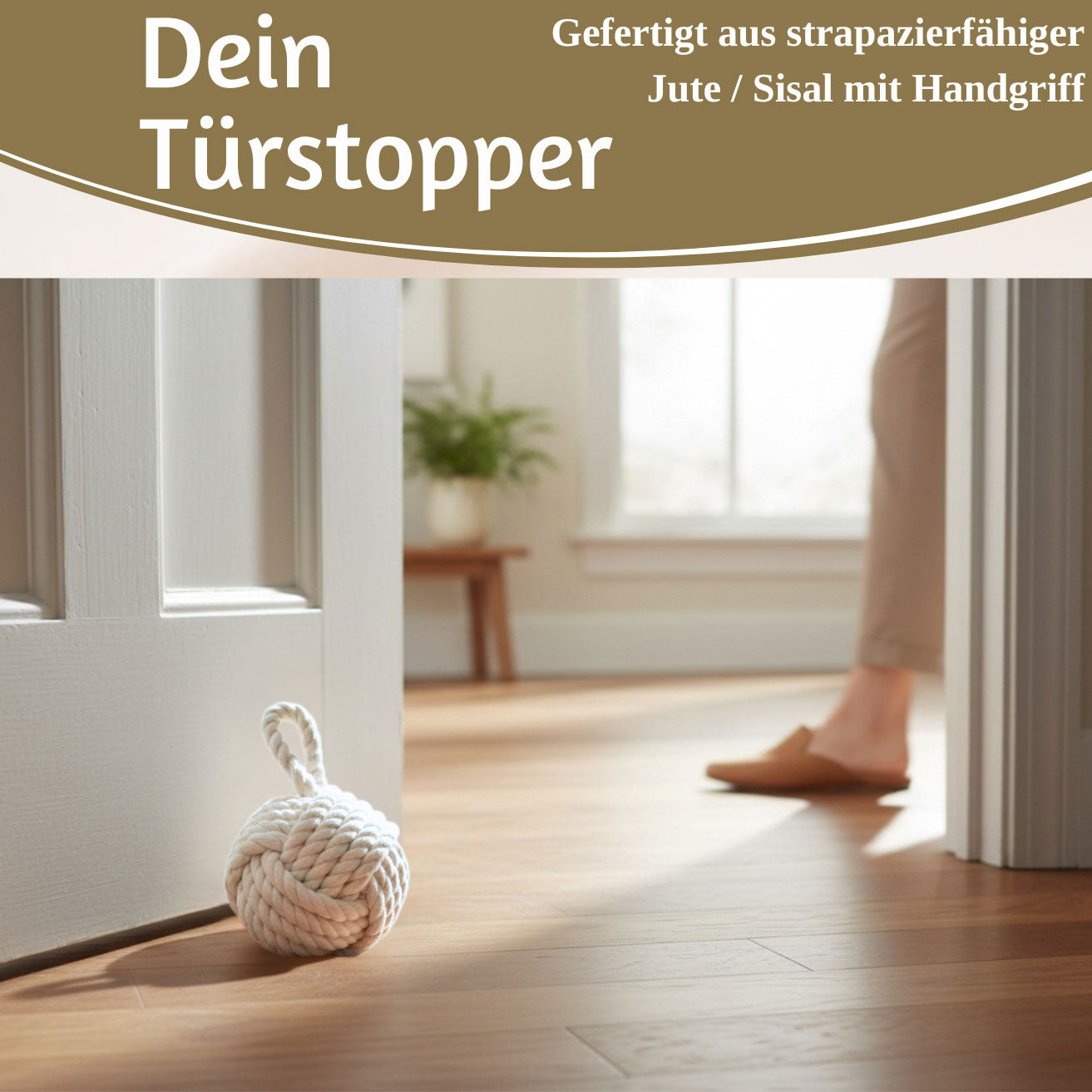 LS-LebenStil Türstopper Malmö Jute Weiß 23cm 1,3kg