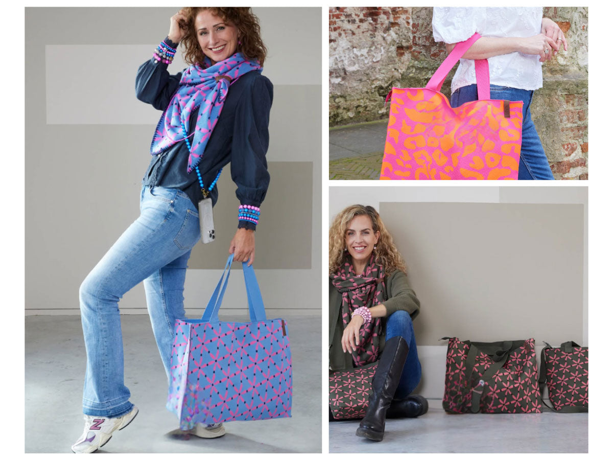 LS-LebenStil Vintage Shopper Palma Blau 35x45cm Reissverschluss