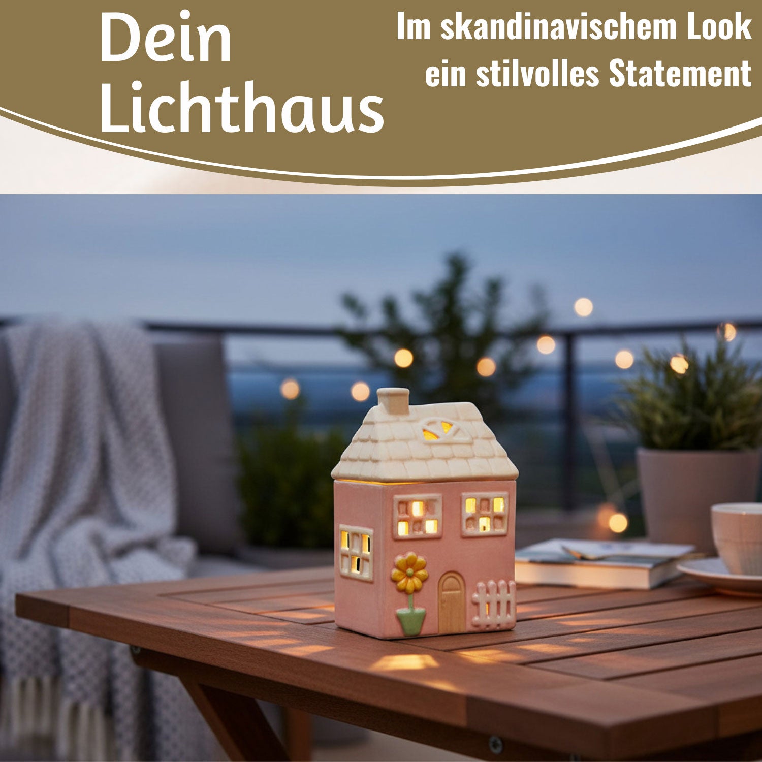 LS-LebenStil Möbel & Wohnen Nyhavn Lichthaus 19cm rosa Keramik
