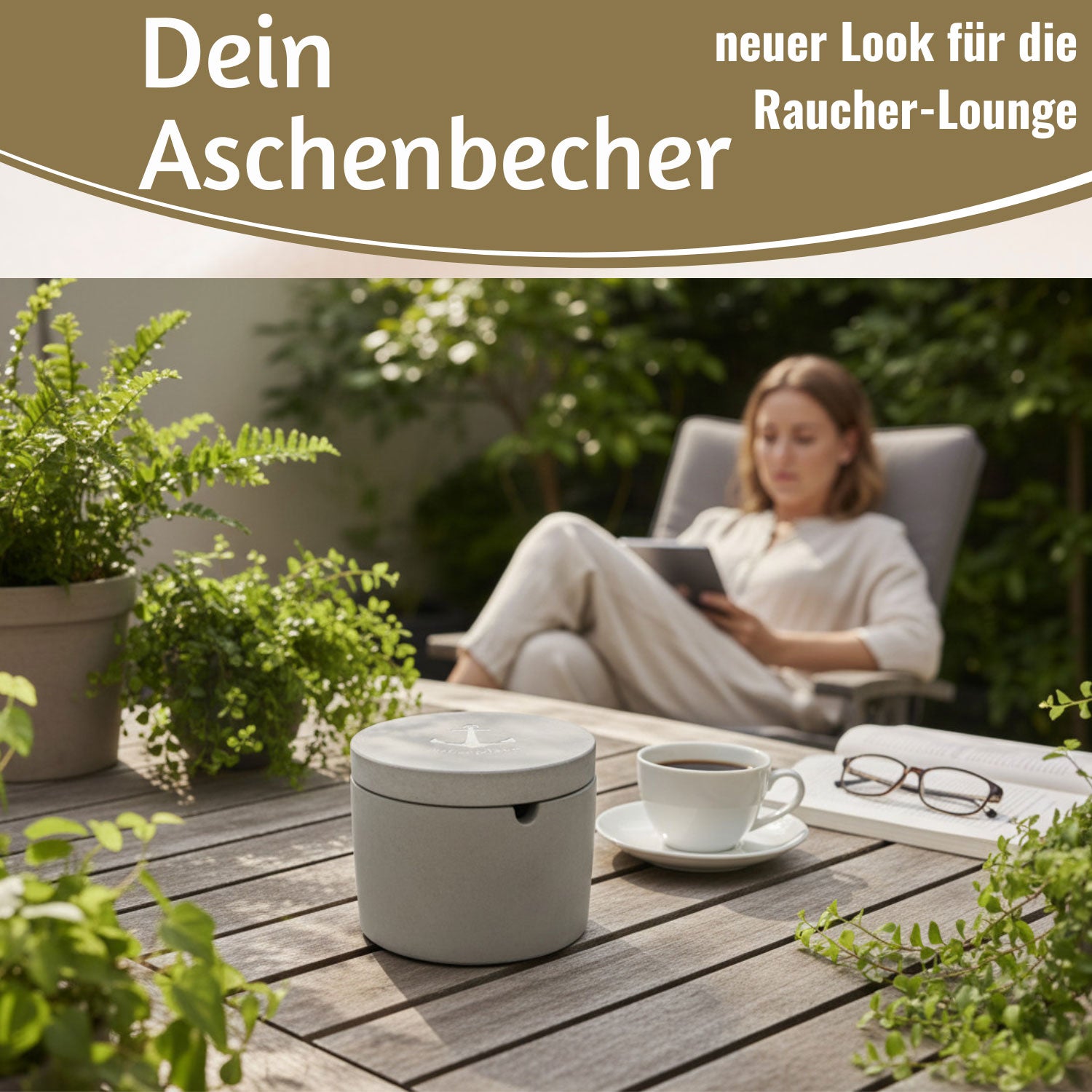 LS-LebenStil Ankerplatz Aschenbecher Beton 9x7cm Grau