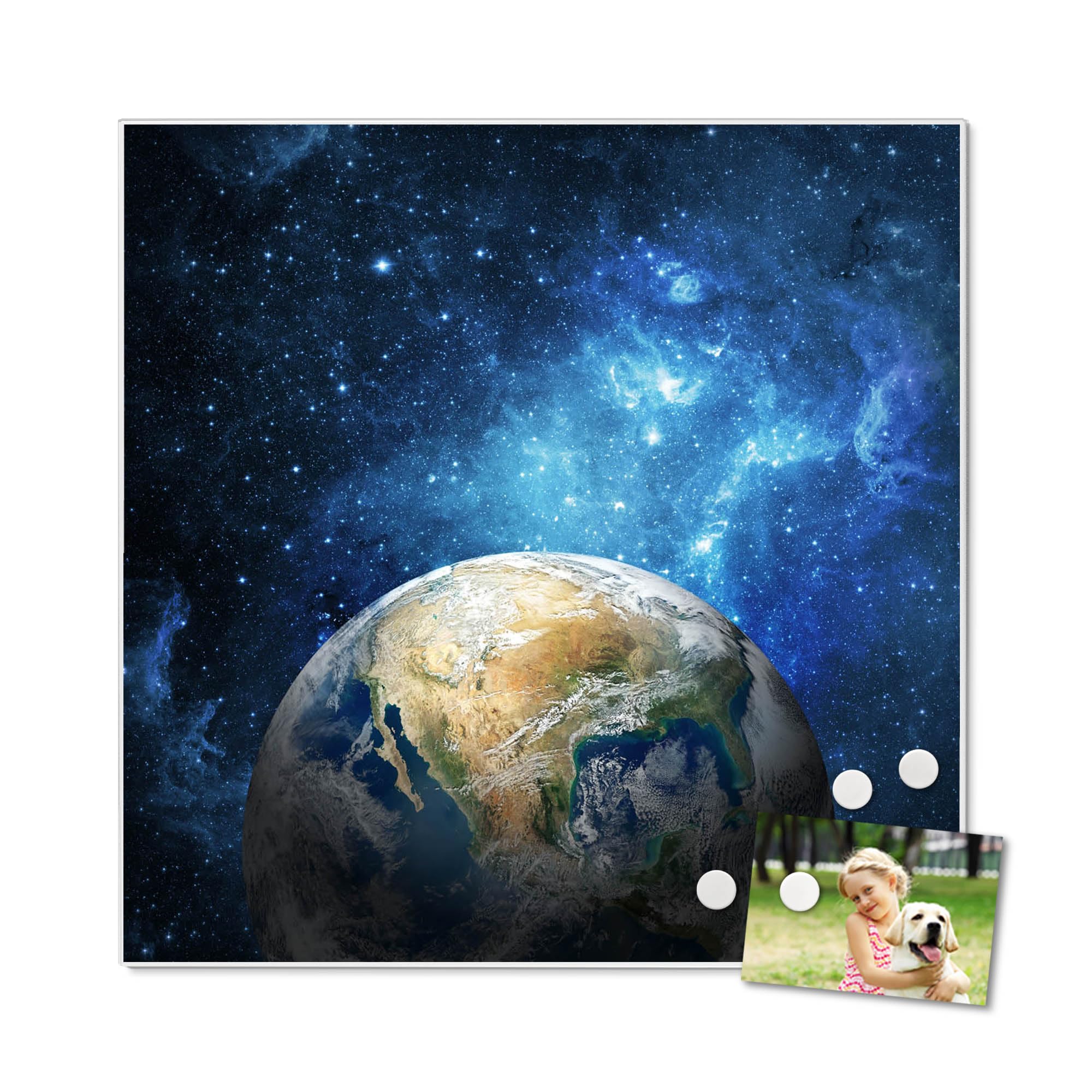 Banjado Magnettafel Erdkugel Metall 50x50 cm mit Magneten