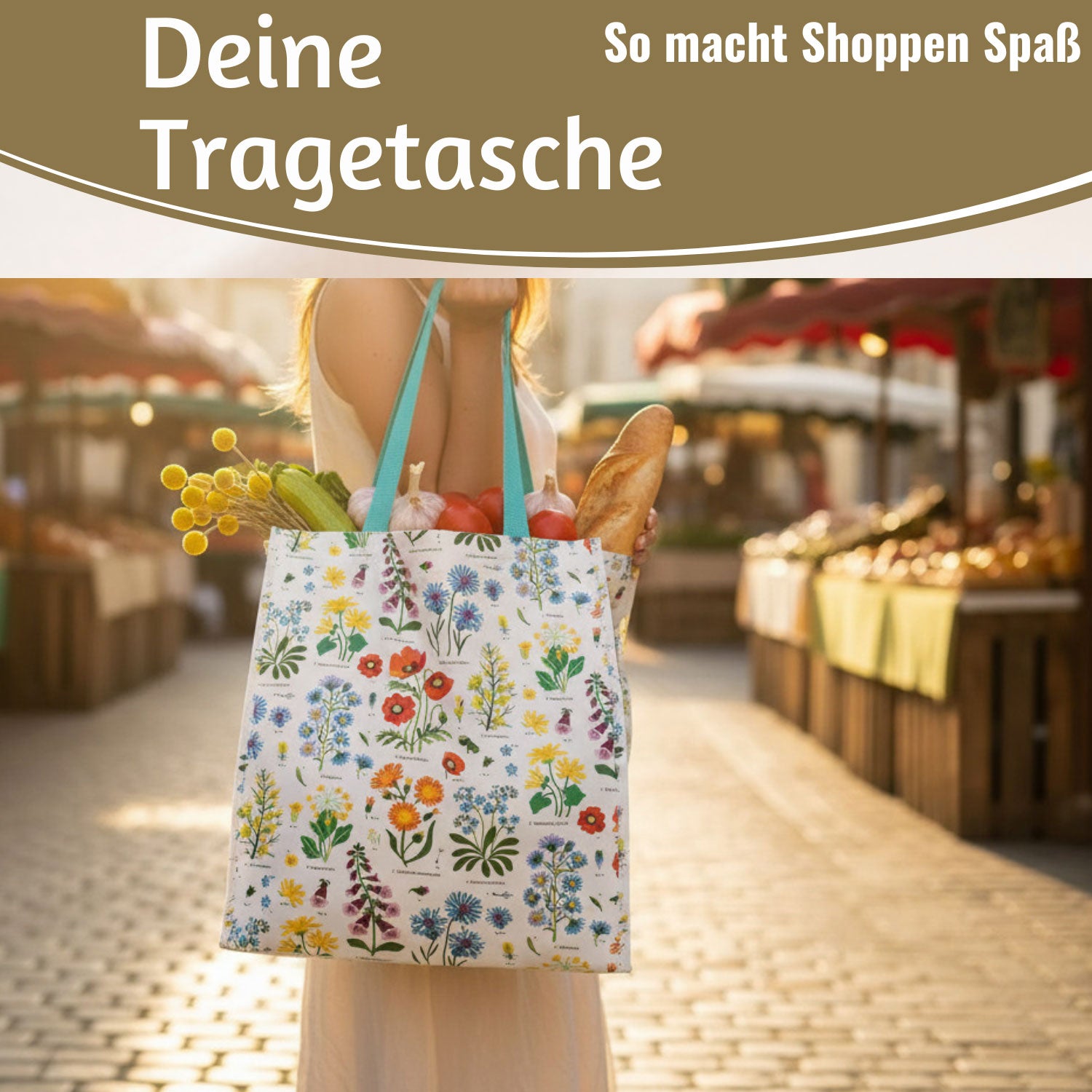 LS-LebenStil Retro Shopper Wild Flowers faltbar 40x34cm