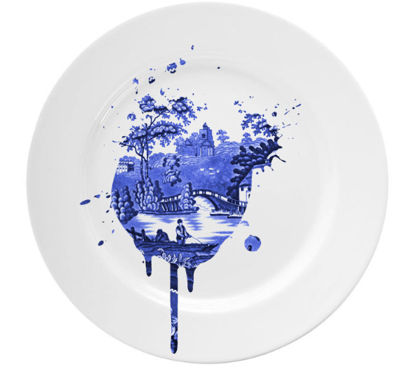Mineheart Undercover Antique Teller Bone China Blau-Weiß