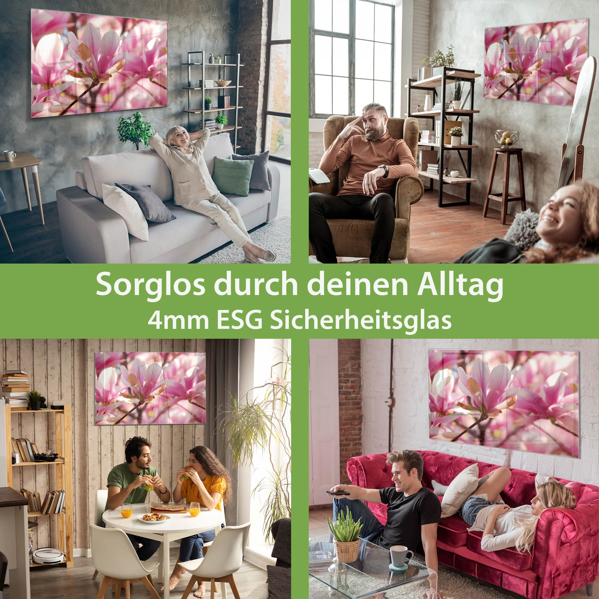 Banjado Magnettafel Magnolia Glasboard 120x80 Blumen