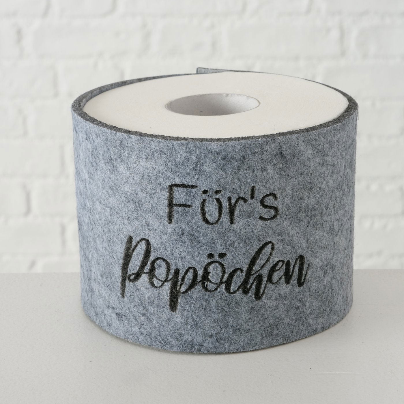 LS-LebenStil Popöchen Klorollen-Banderole Filz Grau 42cm