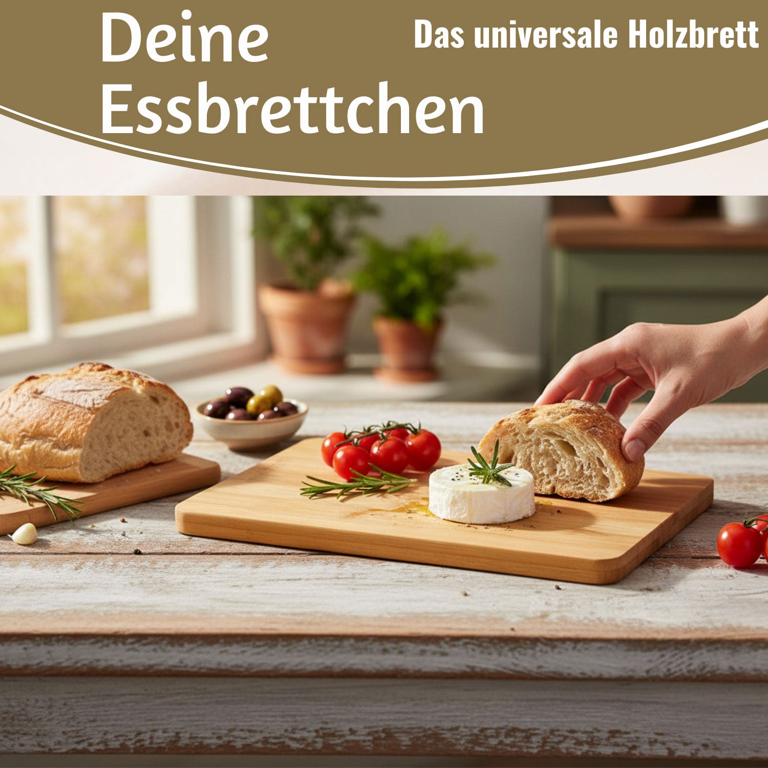 LS-LebenStil Frühstücksbrett Bambus 22x14cm 3er Set braun