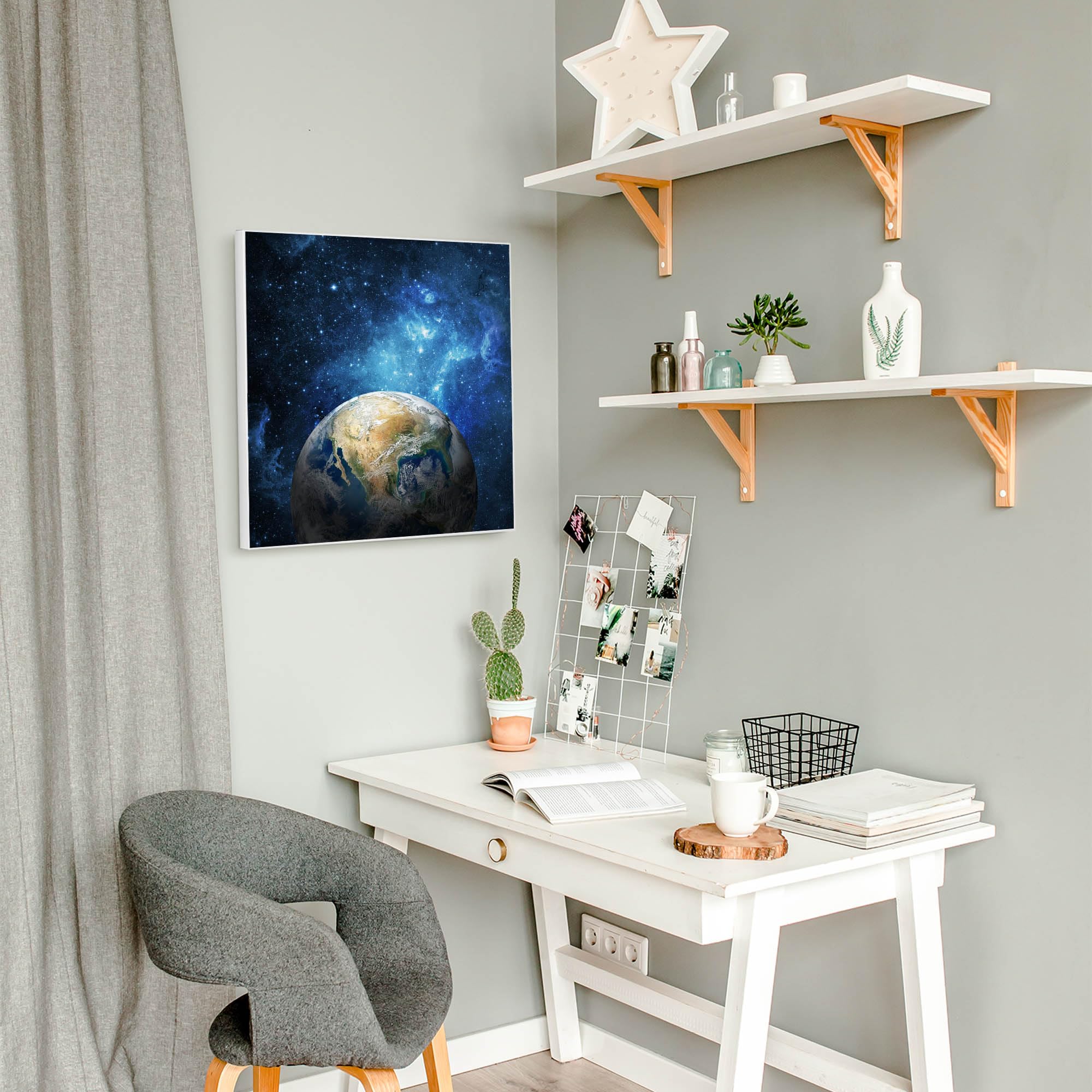Banjado Magnettafel Erdkugel Metall 50x50 cm mit Magneten
