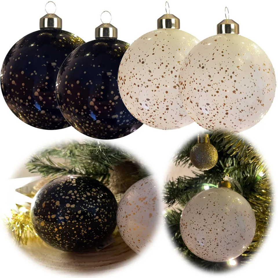 LS-LebenStil Gold Edition Weihnachtskugeln Glas 8cm 4er Set