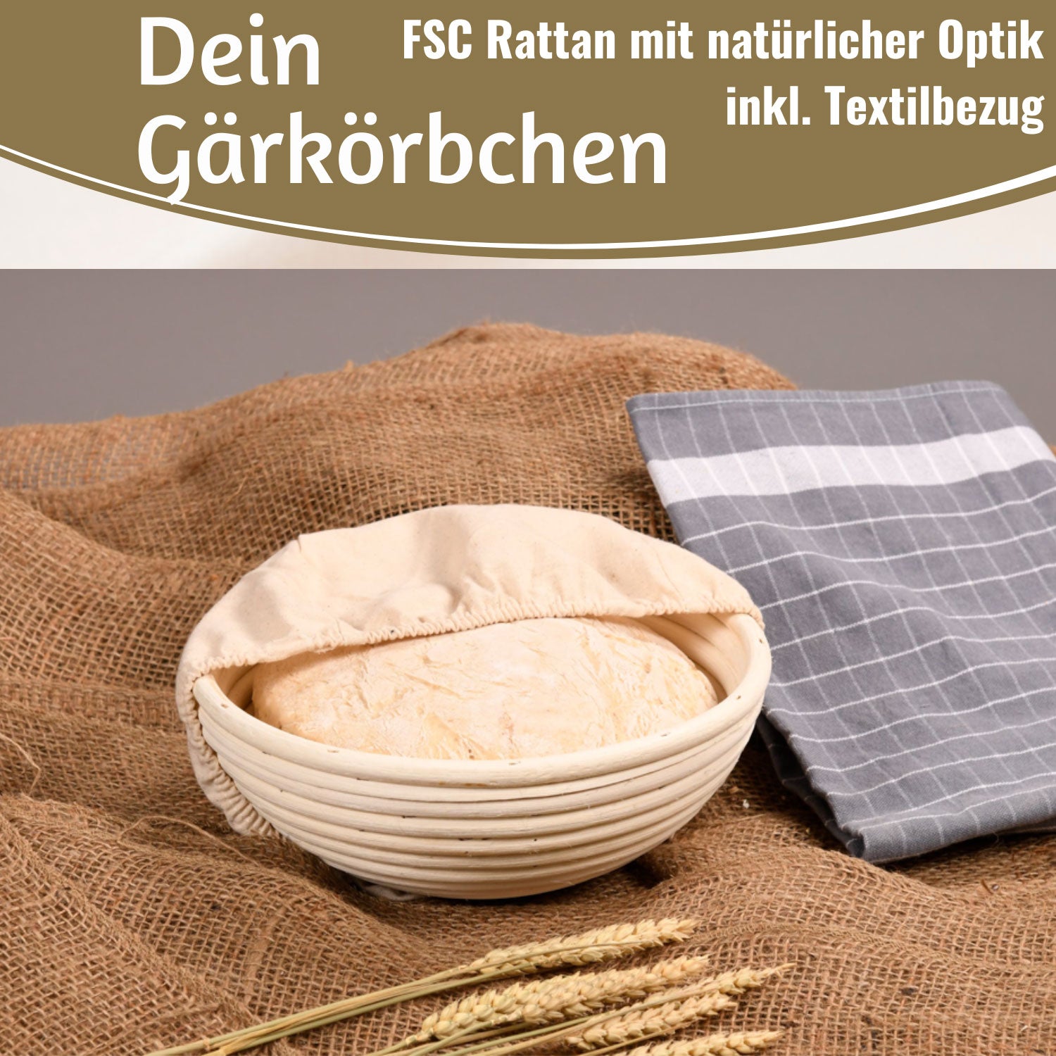 LS-LebenStil Gärkörbchen rund 25x8cm Peddigrohr Brotkorb