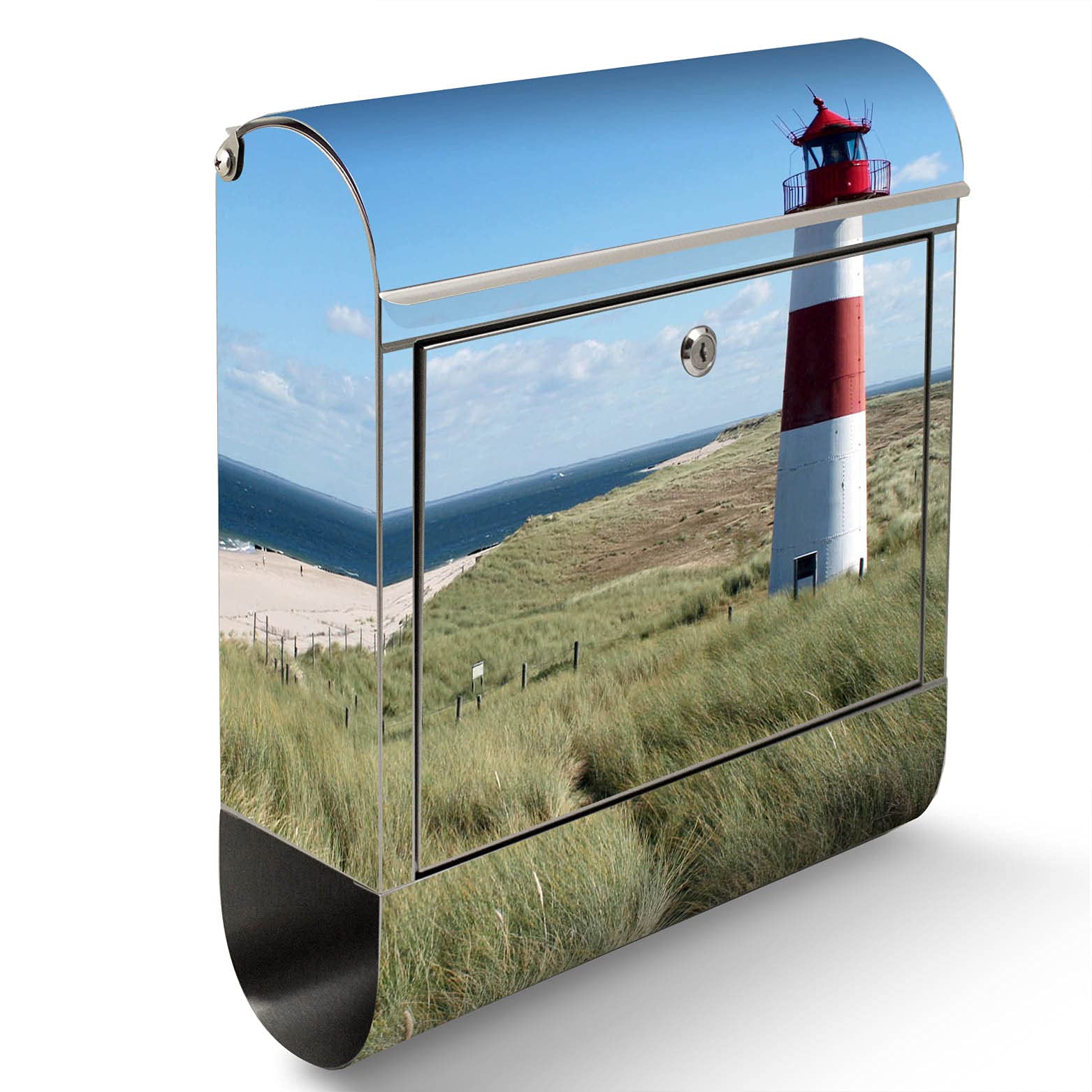 Banjado Briefkasten Leuchtturm Standbriefkasten Edelstahl A4