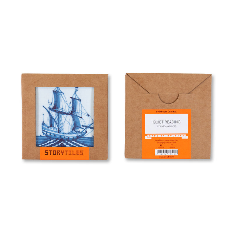 Storytiles Delft blue Rustig lezen Wandfliese S 10x10 cm Schiff