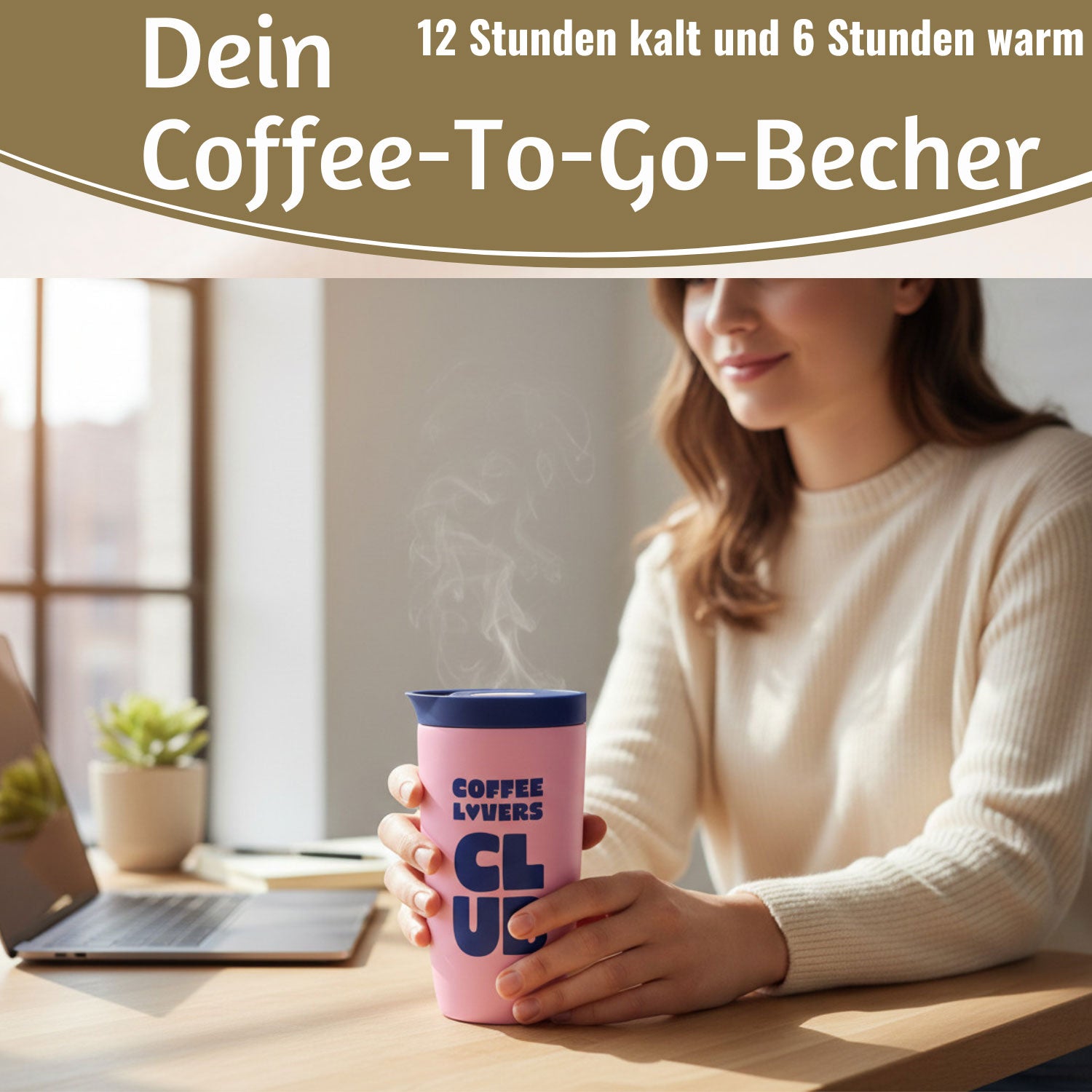 Thermobecher Edelstahl 350ml Coffee Lovers Pink Auslaufsicher
