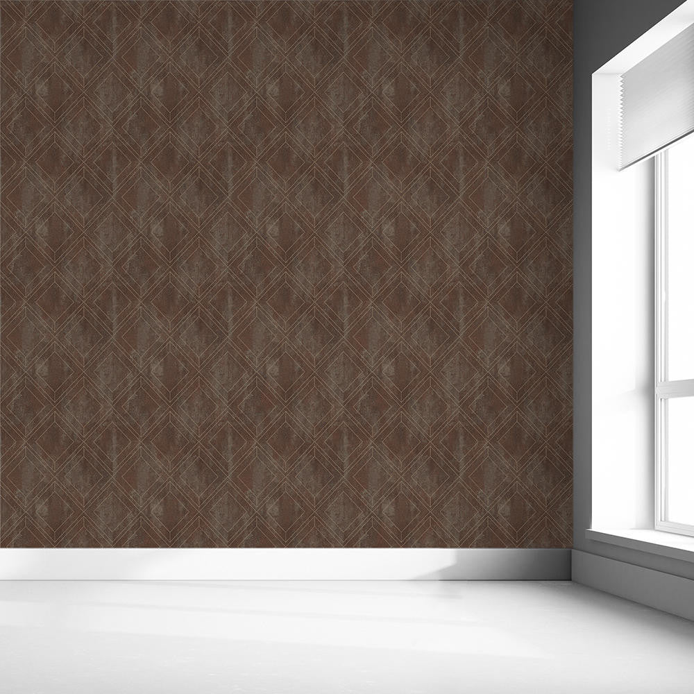 Mineheart Wallpaper Rustic Trellis Tapete Braun Geometrisch