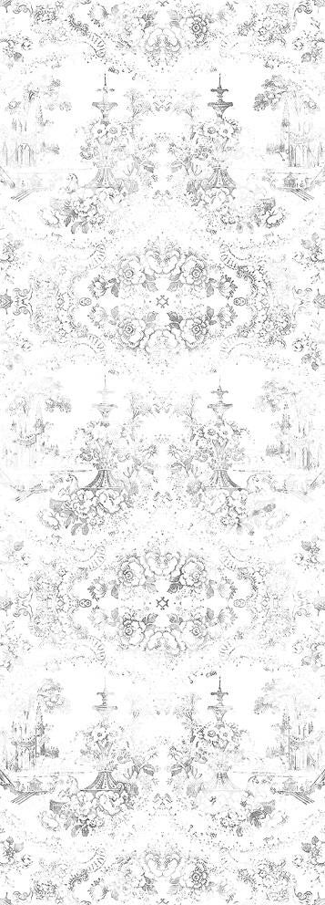 Mineheart Delft Baroque Tapete weiß 70 cm x 10 m