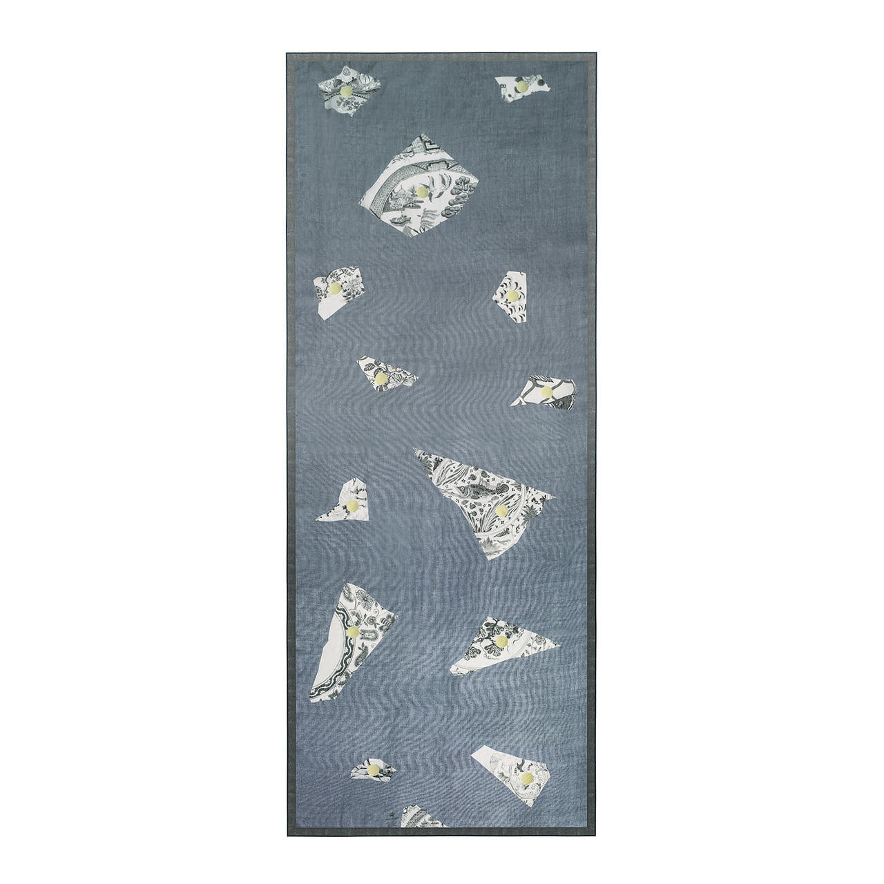 Mineheart Plate Fragment Schal Blau Grau 70x170 Seide