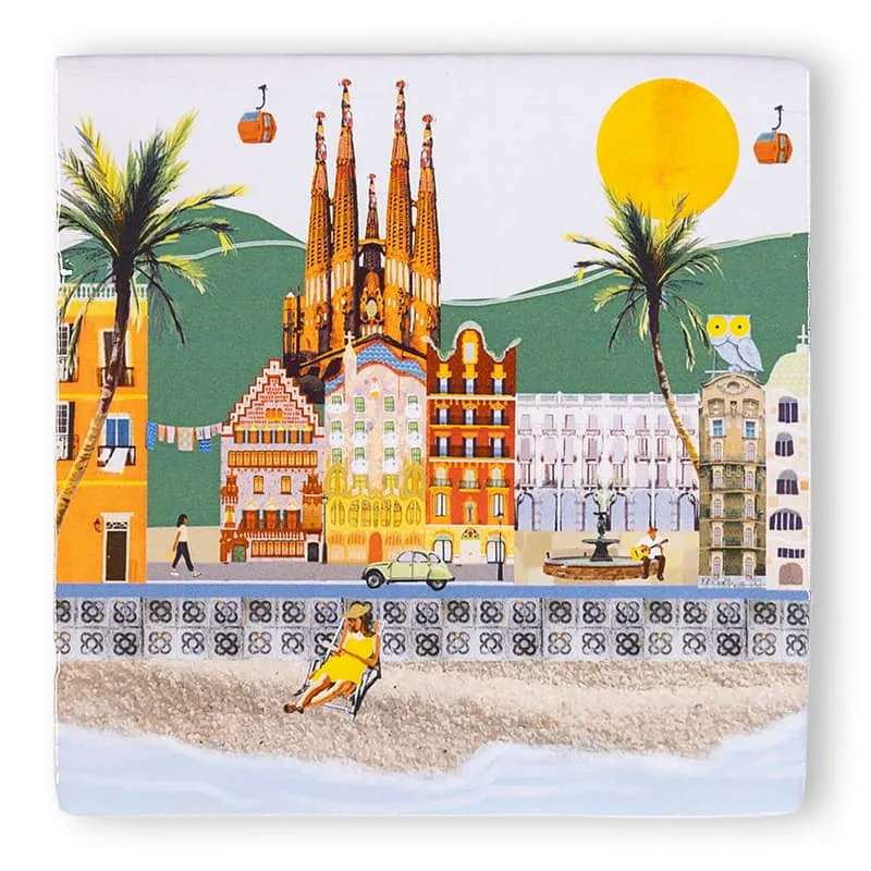 Storytiles Delft Blue Barcelona vibrante Fliese 10x10 cm Stadt
