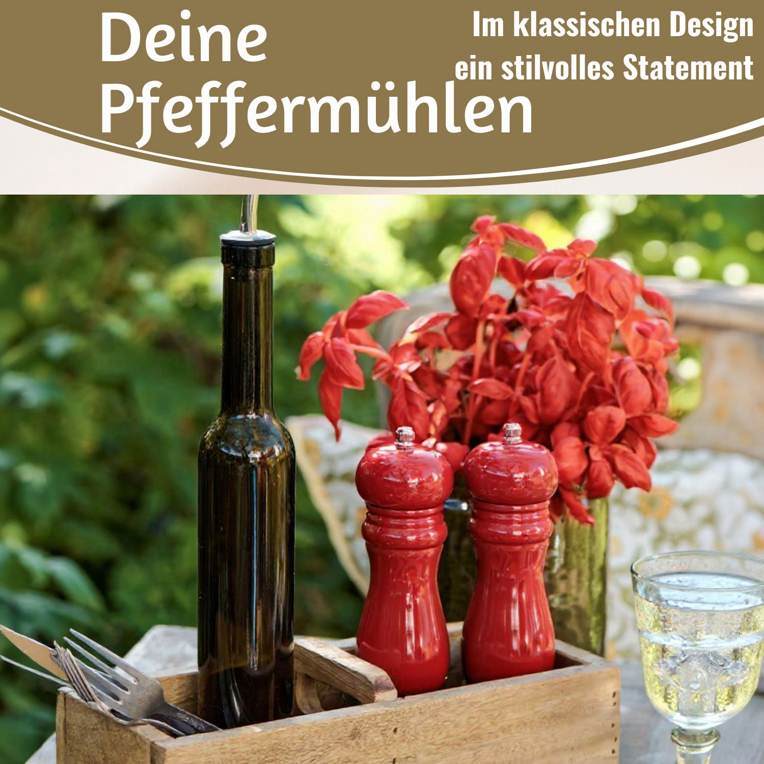 LS-LebenStil Salzmühle Pfeffermühle Set Rot 21x5cm Holz