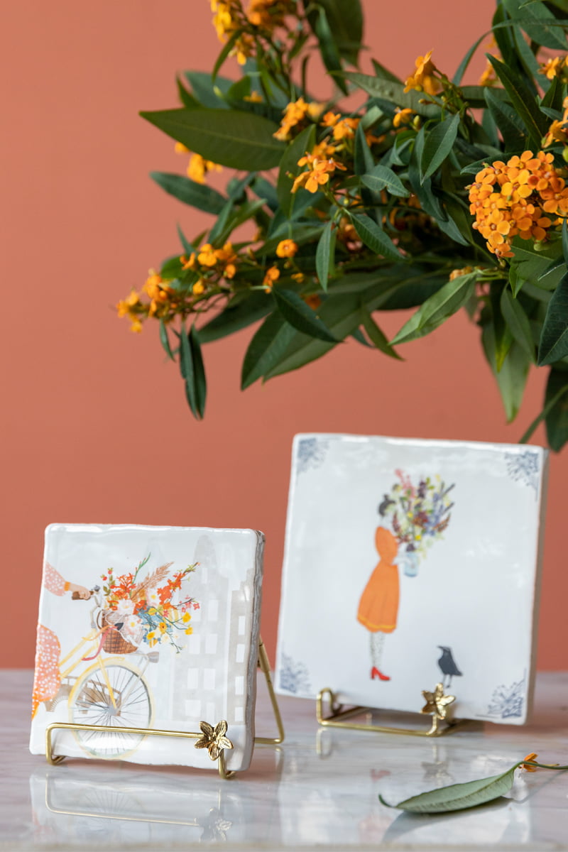 Storytiles Tile Holders Golden Stand Flower Fliesenhalter gold