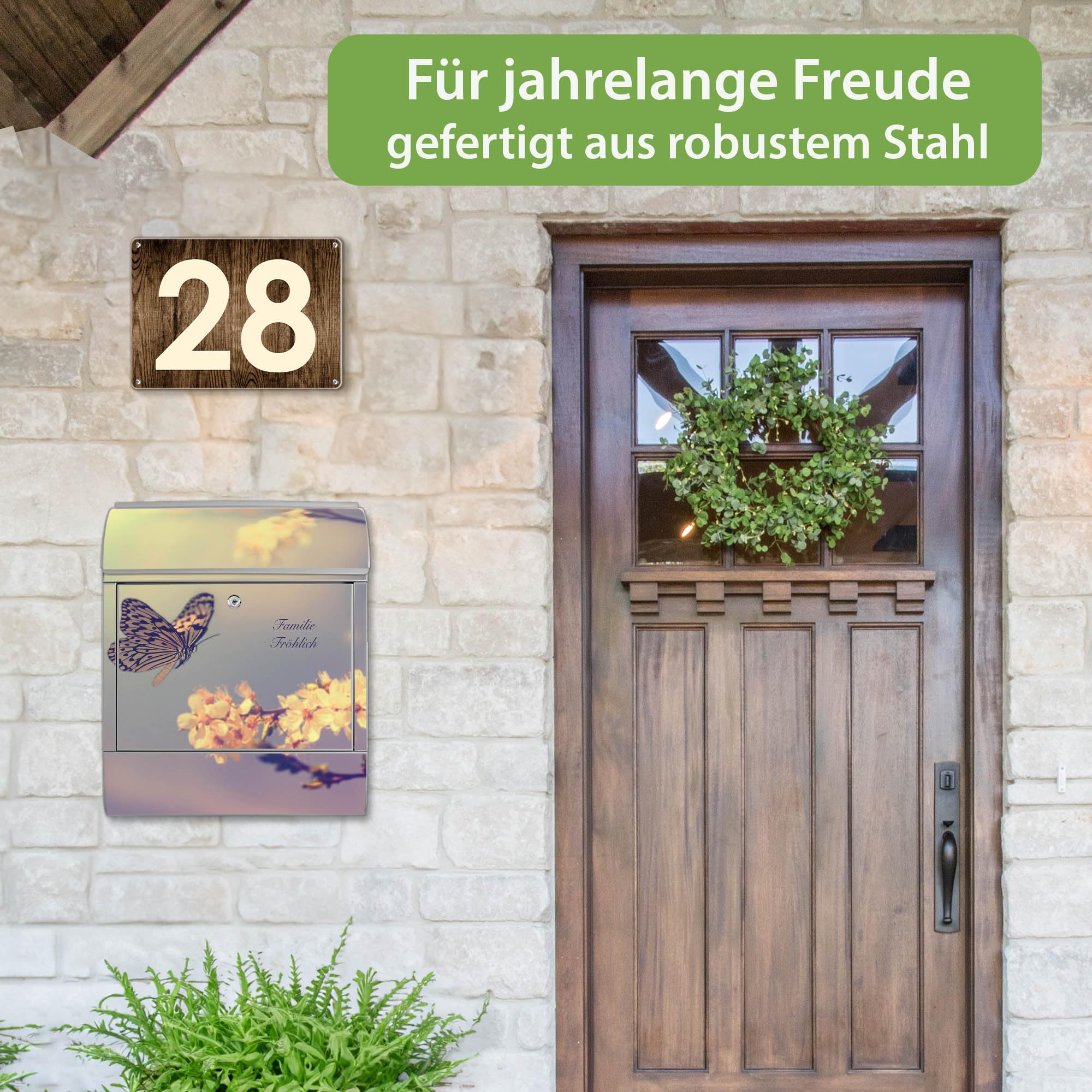 Banjado Briefkasten Tag im Mai Silber mit Zeitungsfach