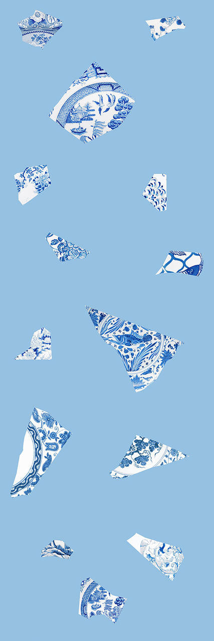Mineheart Blue Plate Tapete Blau Vlies 52cm x 10m