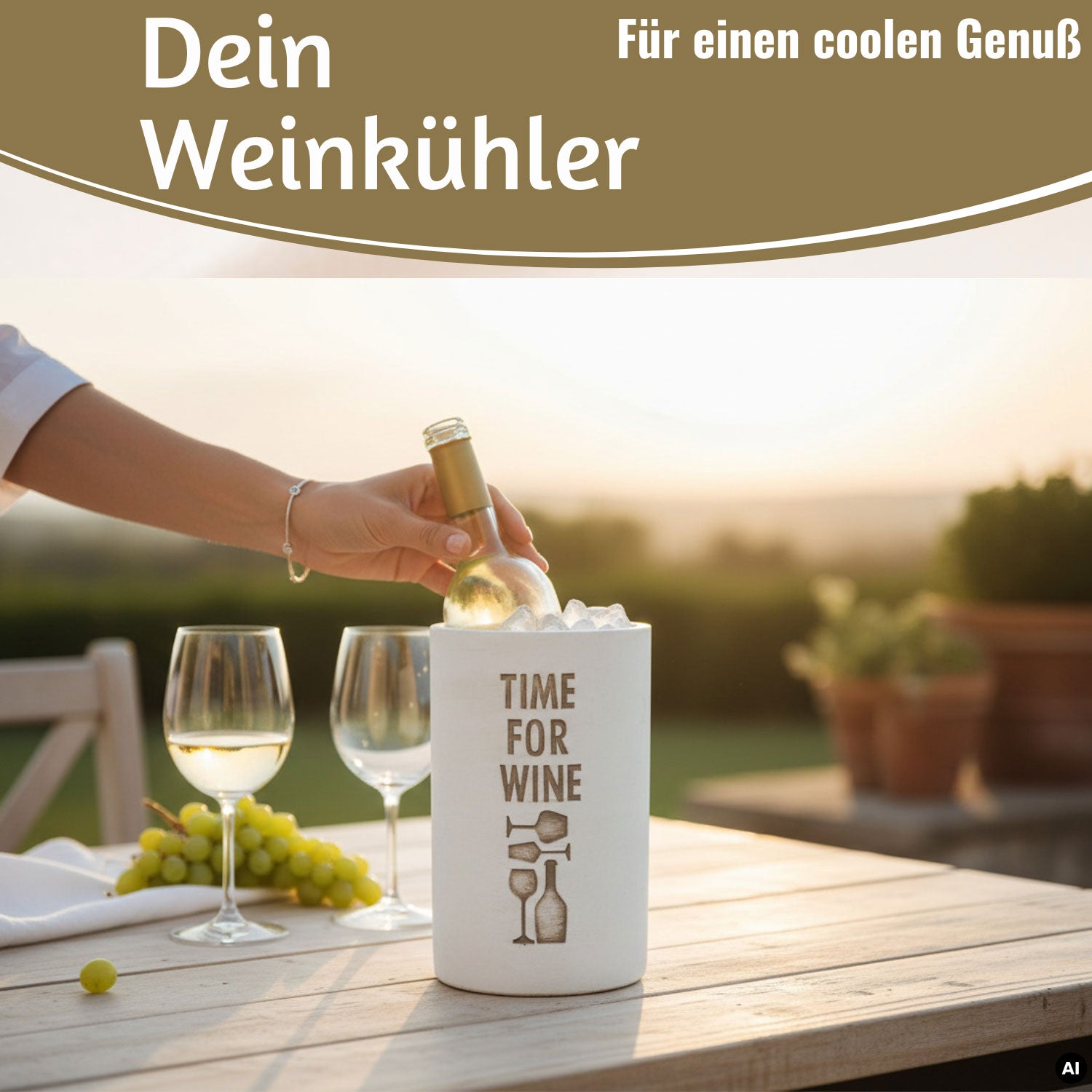 LS-LebenStil Time for Wein Weinkühler Beton grau 21 cm