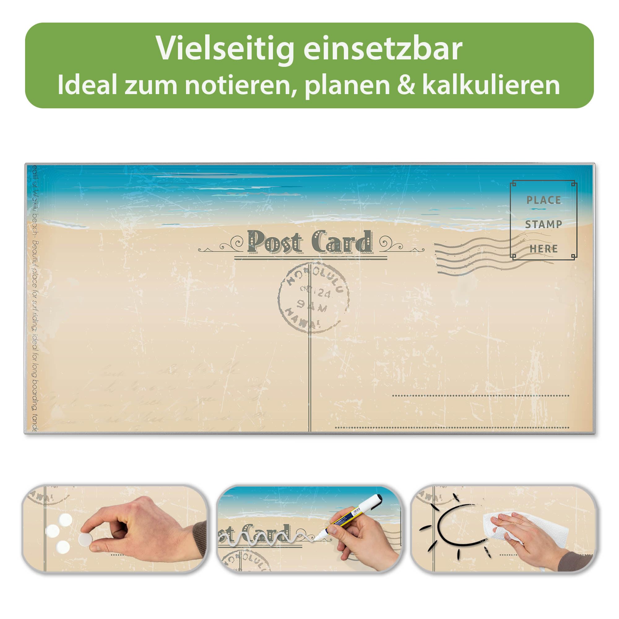 Banjado Magnettafel Postkarte 78x37 cm Metall beschreibbar