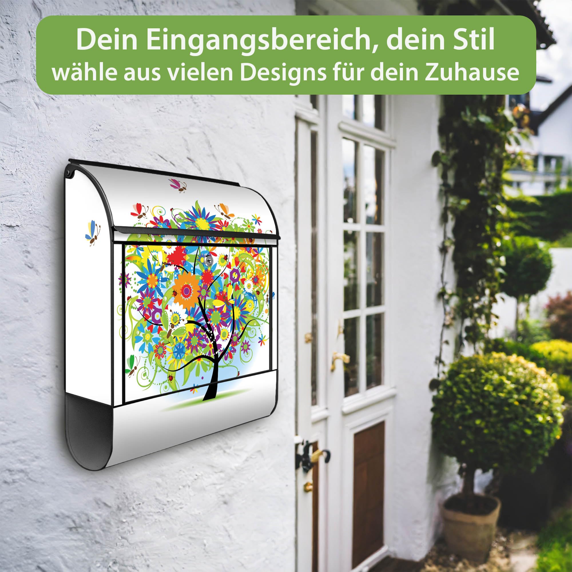 Banjado Briefkasten Märchenzauberbaum Schwarz Zeitungsfach