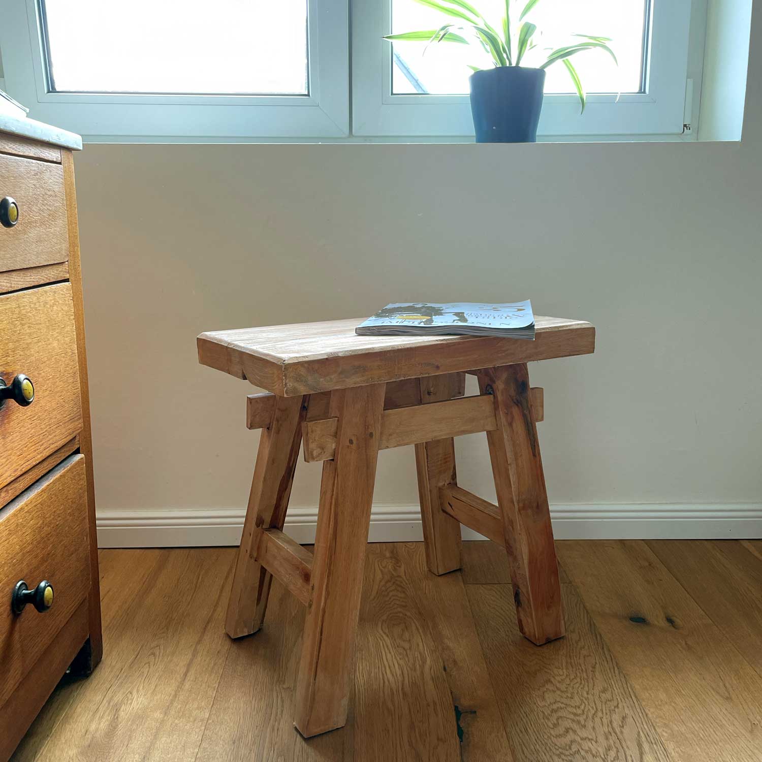 LS-LebenStil Möbel & Wohnen XL Holzhocker Teak 50cm Sitzhocker