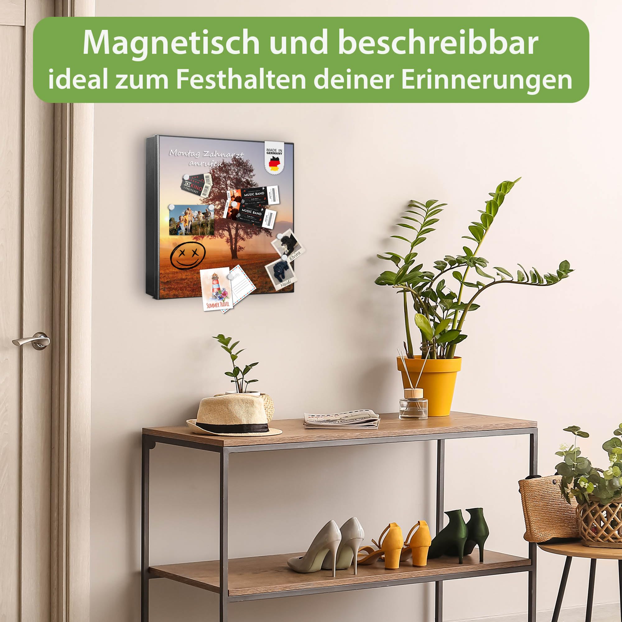 Banjado Schlüsselkasten Metall 30x30 cm Sonnenaufgang Schwarz 32 Haken