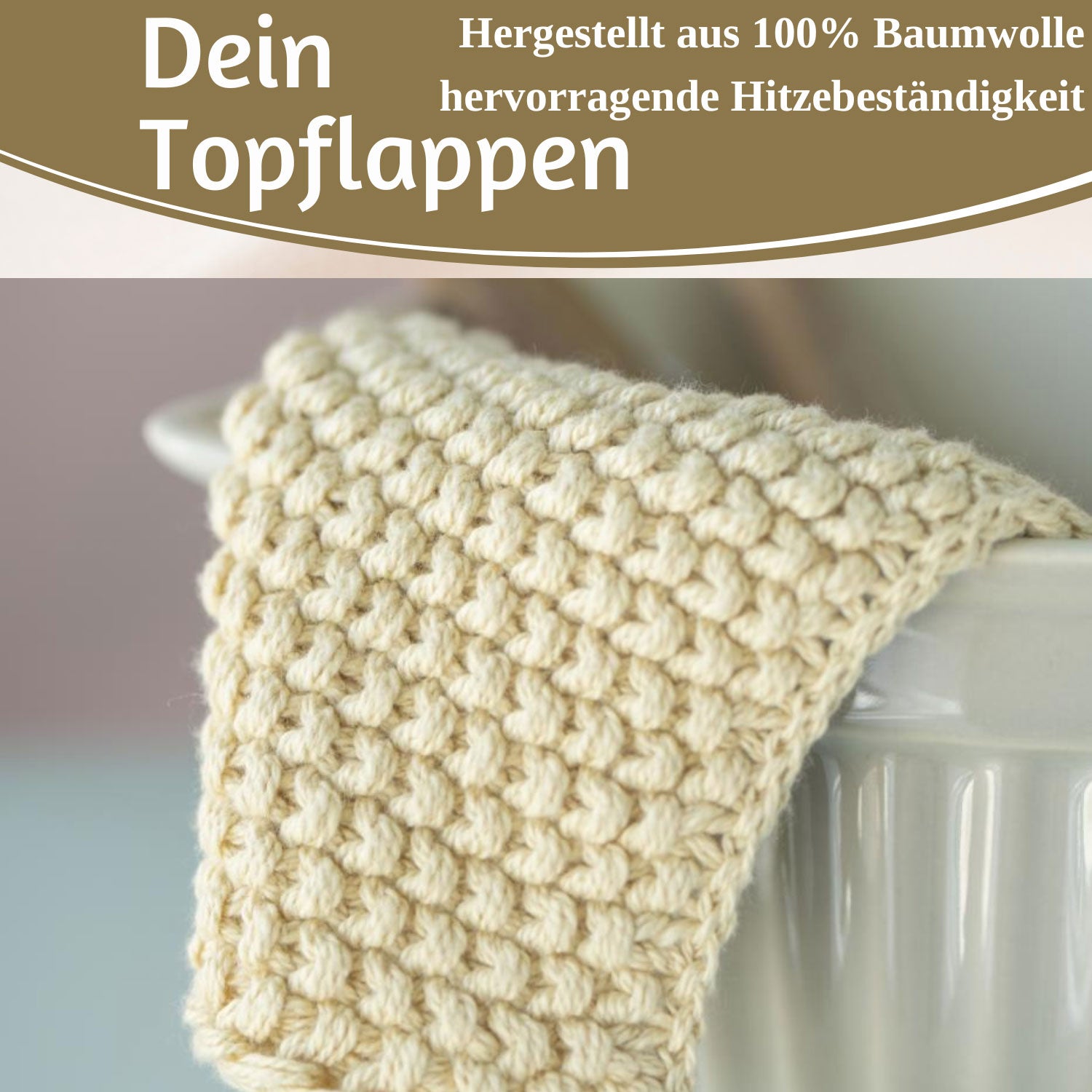 LS-LebenStil Mynte Topflappen Latte Cream 22cm Baumwolle