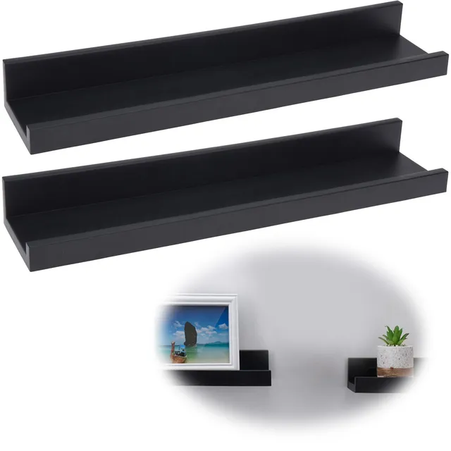 LS-LebenStil Küche & Haushalt Freja Wandregal Schwarz 2er Set 45cm