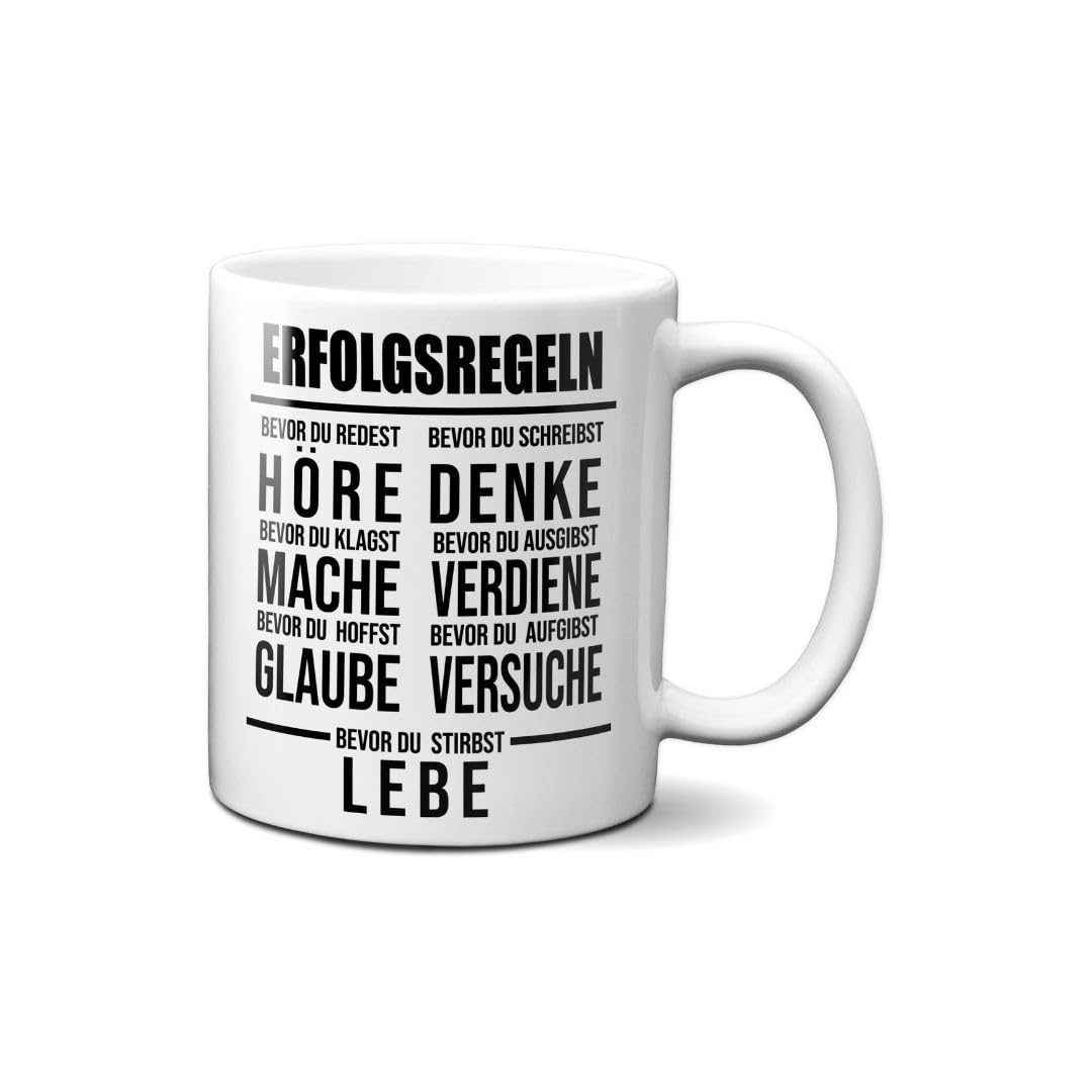 Hustling Sharks Erfolgsregeln Tasse 330ml weiß Motivation Büro