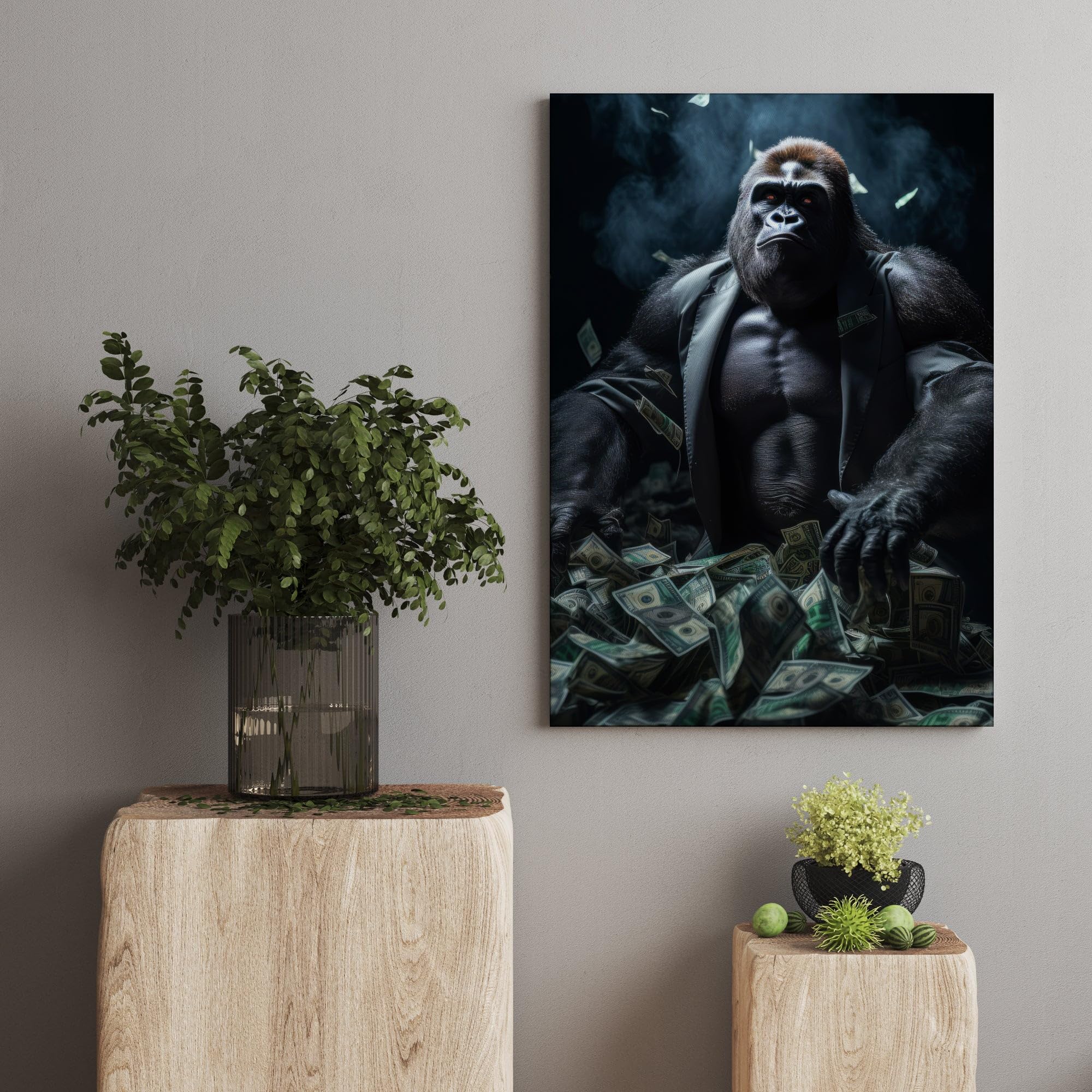 Hustling Sharks Wandbilder Gorilla Money Wandbild 60x90 cm