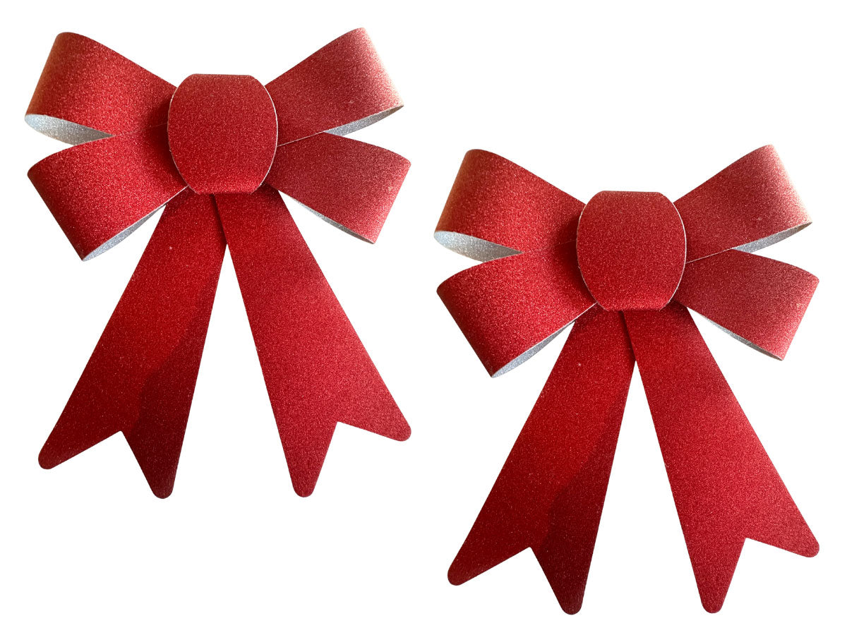LS-LebenStil Weihnachtsschleife XXL 29 cm rot funkelnd 2er Set